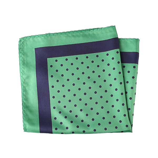 Green and navy blue dotted pocket square