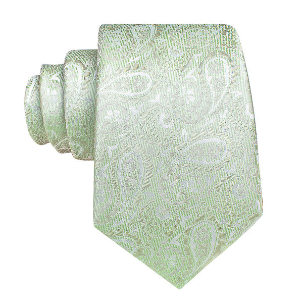 Light sage green paisley silk tie