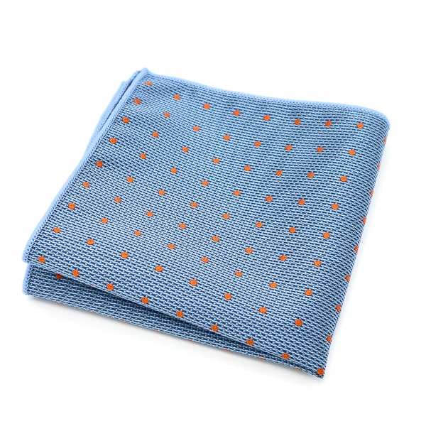 Light blue orange dotted pocket square