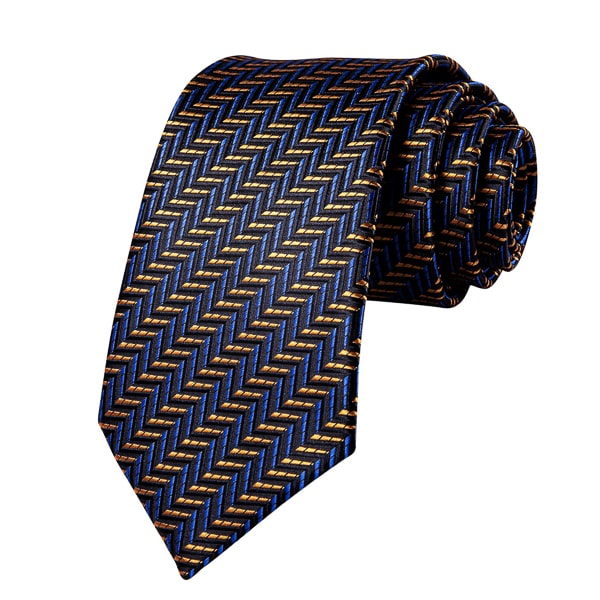 Midnight blue gold striped silk tie
