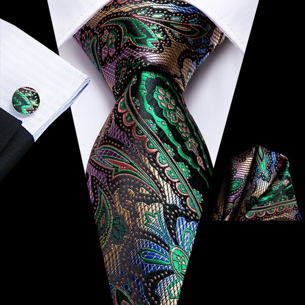Multicolor paisley silk necktie