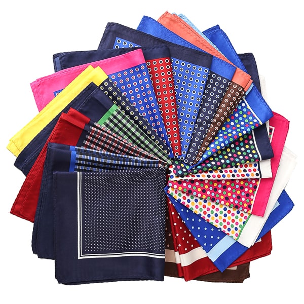 Navy blue colorful dotted pocket square