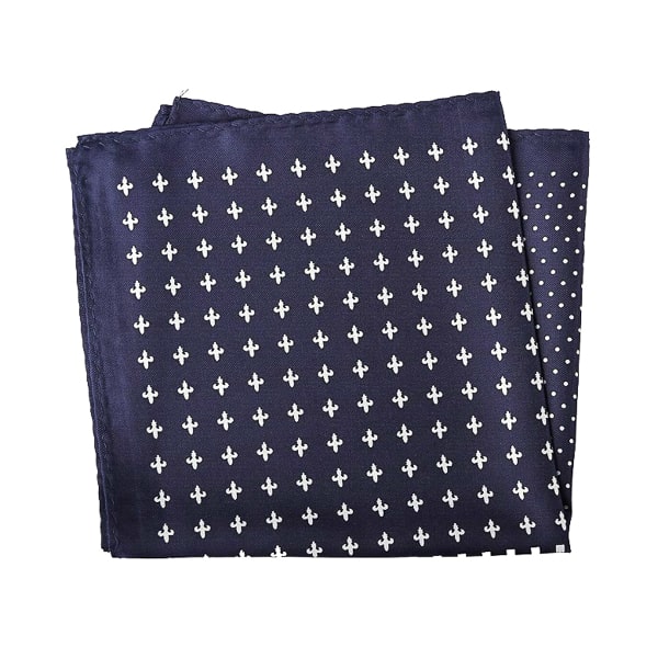 Navy blue multi-pattern dotted pocket square