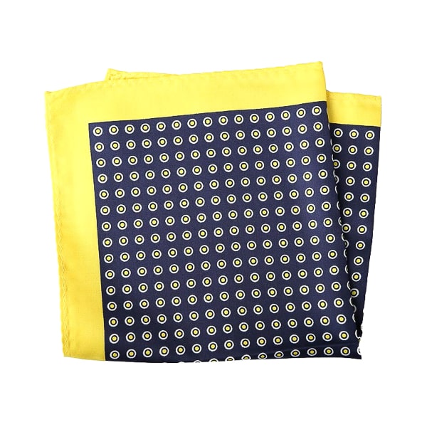 Navy blue and yellow dotted pocket square