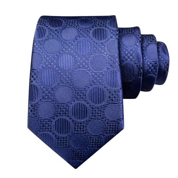 Navy blue circle silk tie