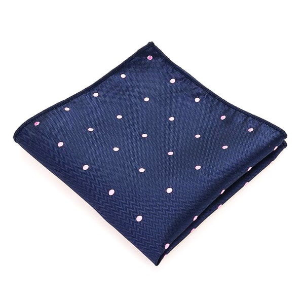 Navy blue light pink dotted pocket square