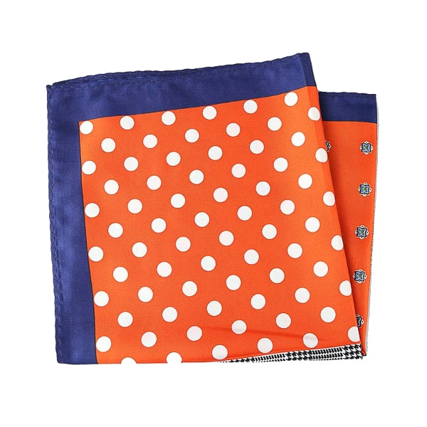 Orange multi-pattern pocket square