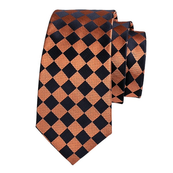 Orange black diamond silk tie