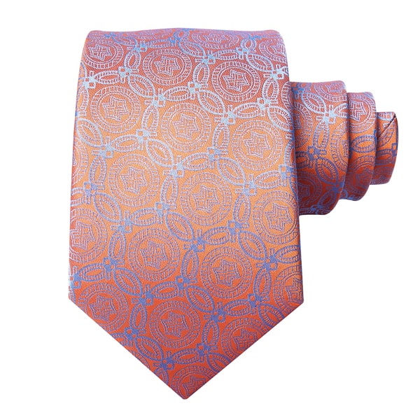 Orange blue circles silk tie