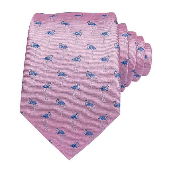 Pink flamingo novelty silk tie