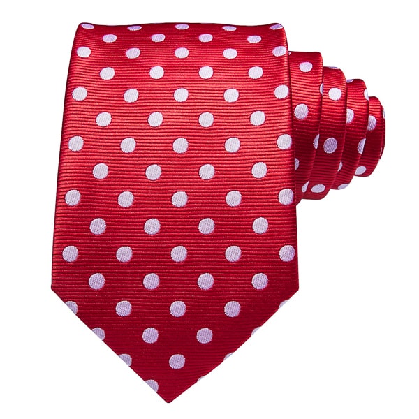 Red white polka dot silk tie