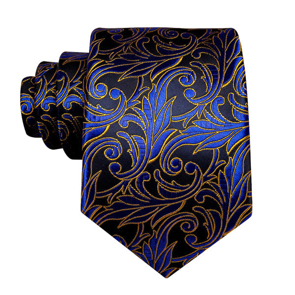 Royal blue floral silk tie
