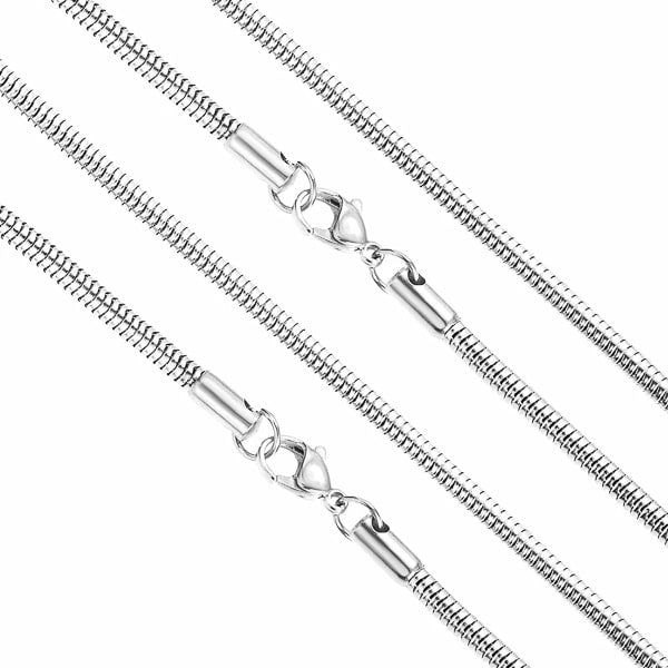 Stainless steel and silver snake chain necklace details