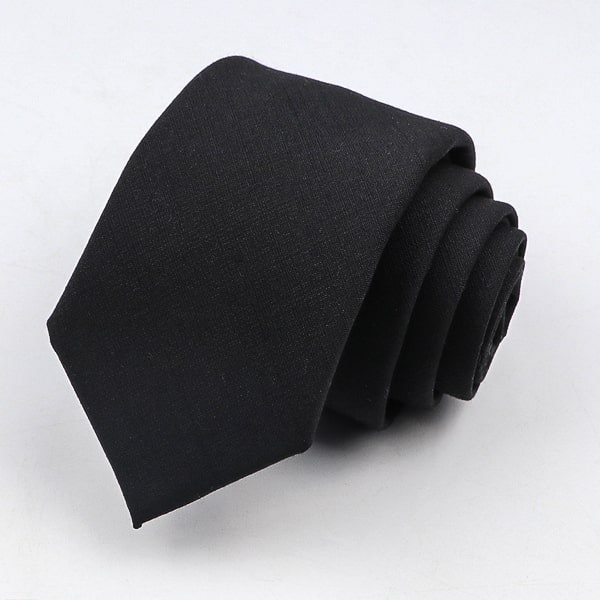 Solid black skinny necktie