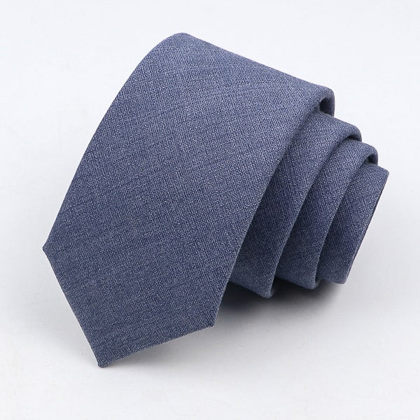 Solid denim blue skinny tie details