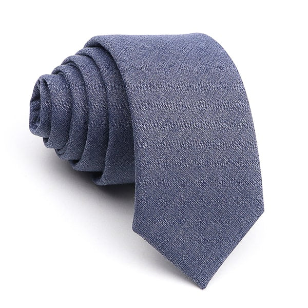 Solid denim blue skinny tie