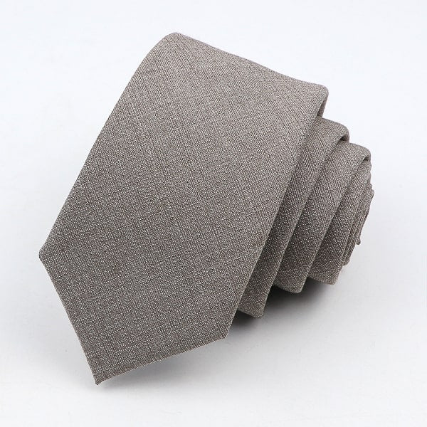 Solid taupe skinny tie details