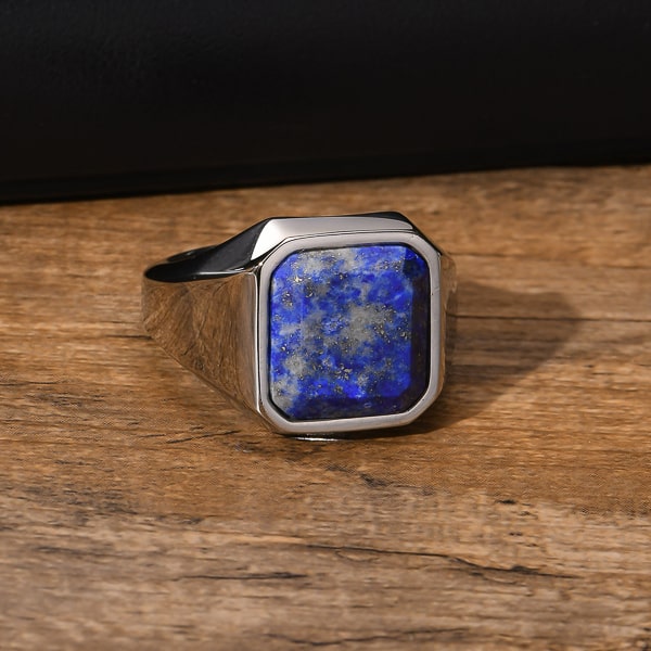 Large square lapis lazuli ring