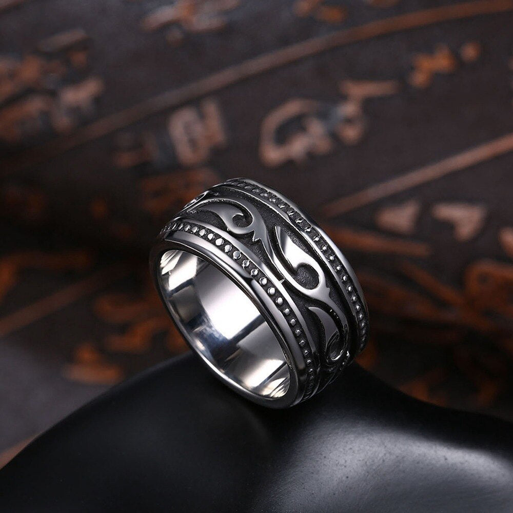 Large Stainless Steel Tribal Ring 1.3cm 18g | Classy Men Collection