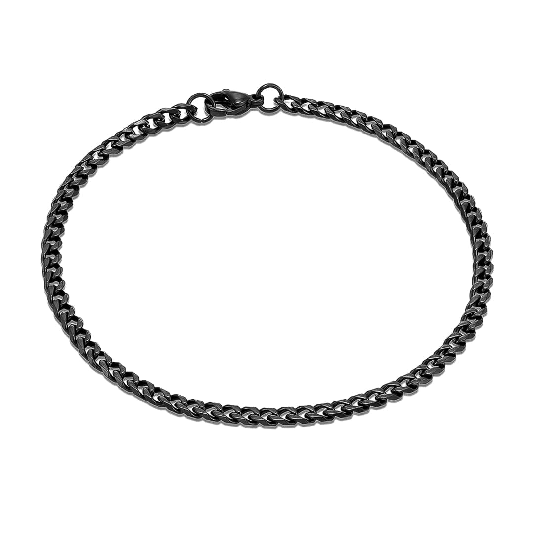 A 3.6mm black stainless steel Cuban link chain bracelet with a polished finish, shown on a clean white background.