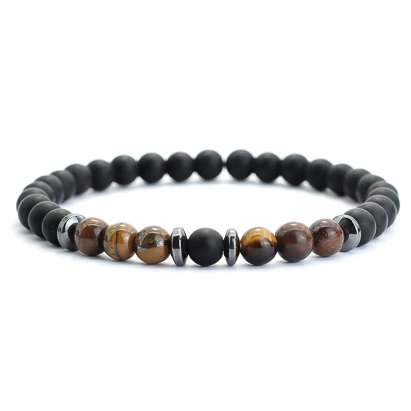Classy Men Collection Sleek Beaded Bracelet mit mattschwarzem Onyx und Tigerauge-Natursteinperlen