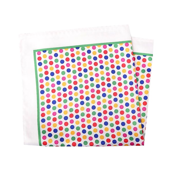 White colorful dot pocket square