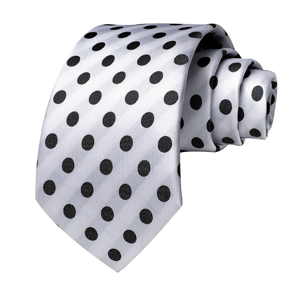 White black polka dot silk tie
