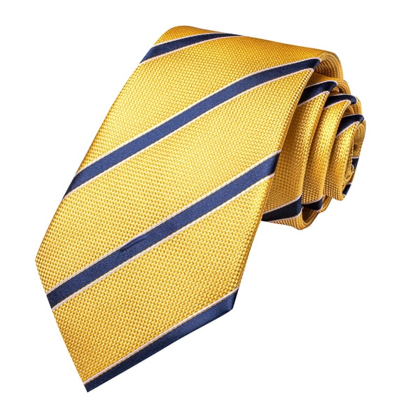 Yellow blue striped silk necktie