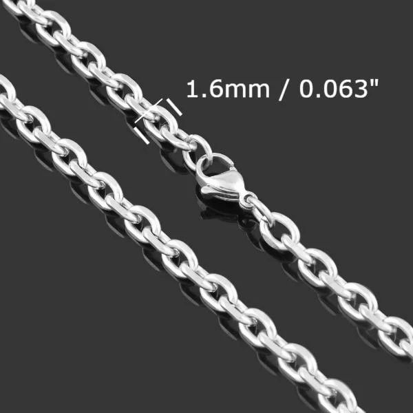 Classy Men 1.6mm Silver Rolo Chain Necklace