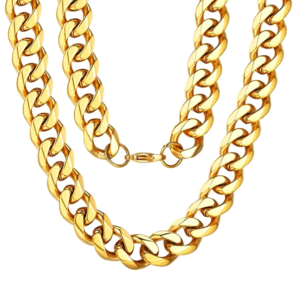 Classy Men 10mm Gold Curb Chain Necklace