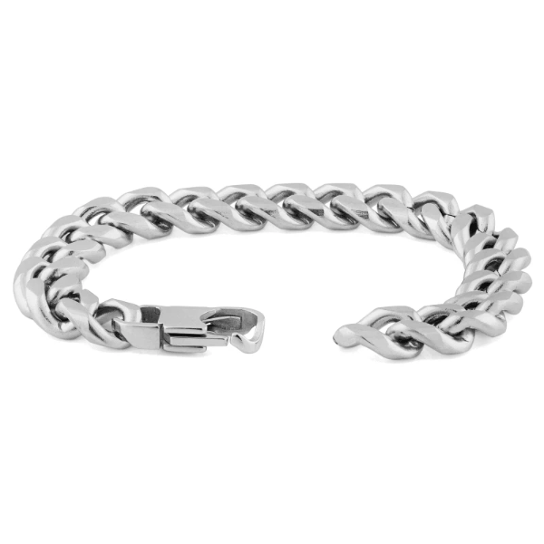 12mm silver-toned chain bracelet for men