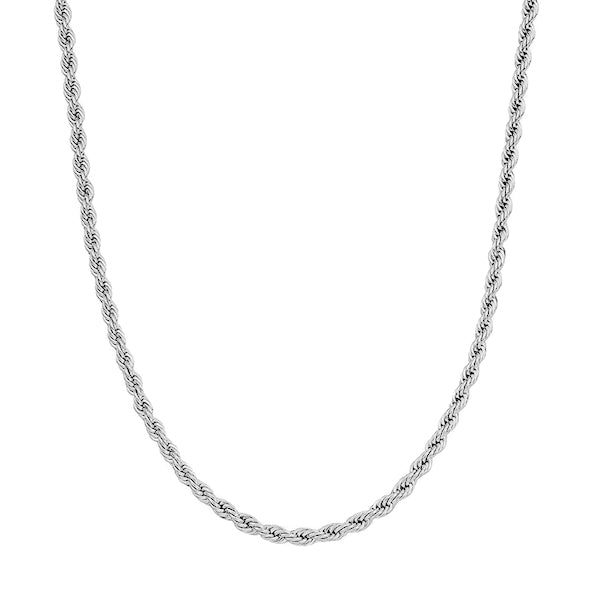 3mm Silver Twisted Rope Chain Necklace