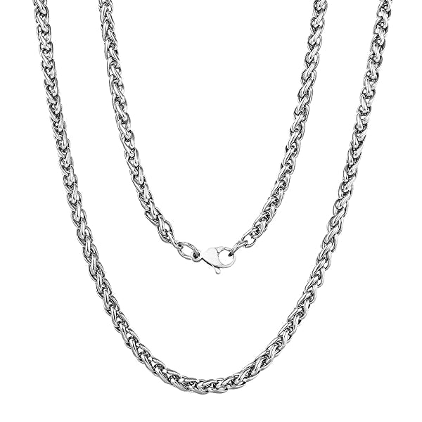Classy Men 3mm Stainless Steel Wheat Chain Necklace