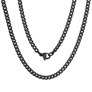 Collana a catena barbazzale nera da uomo di classe da 3 mm