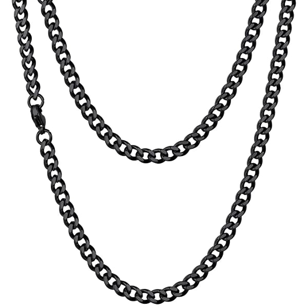 Men's 4.5mm Black Curb Chain Necklace