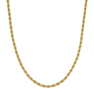4mm Gold Rope Chain Necklace Made Of 316L Stainless Steel