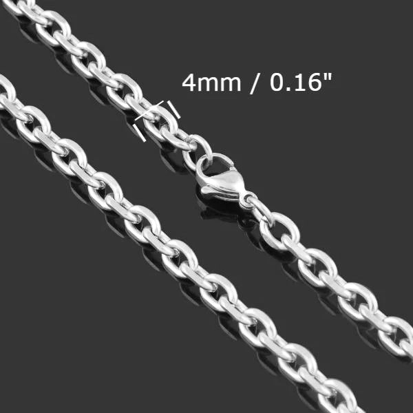 Classy Men 4mm Silver Rolo Chain Necklace