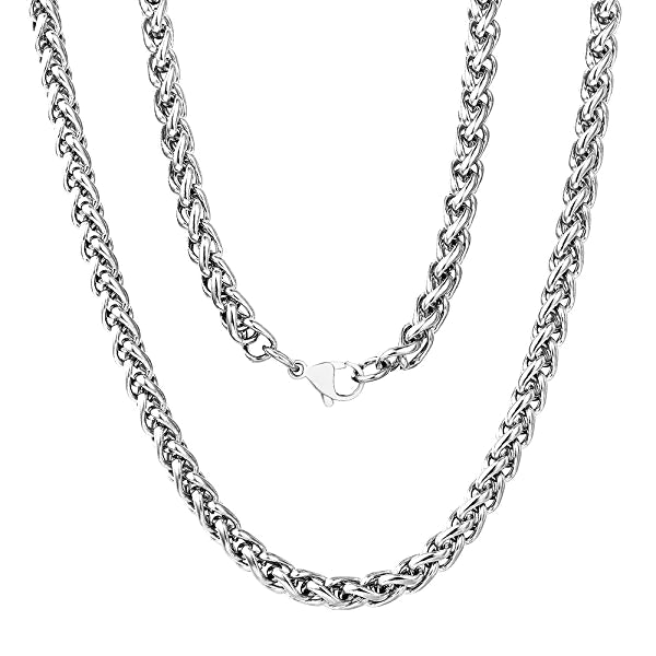 Classy Men 5mm Stainless Steel Wheat Chain Necklace