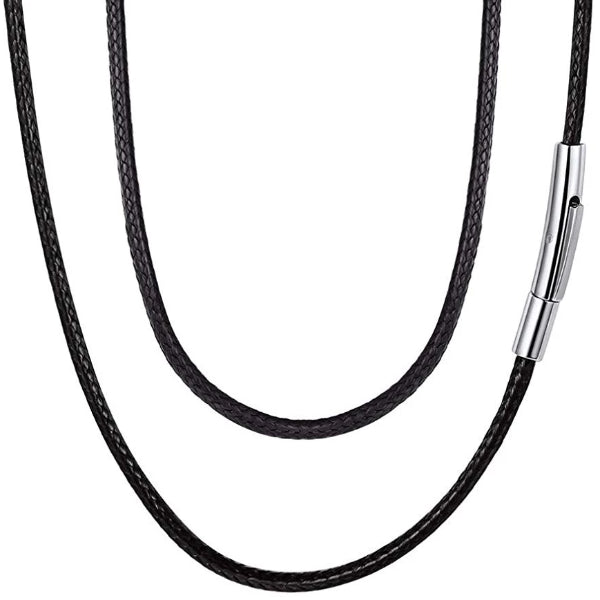 Men's Black Square Braid Leather Necklace – LynnToddDesigns