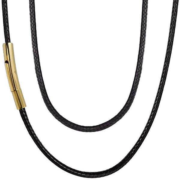 Classy Men 5mm Gold Leather Chain Necklace