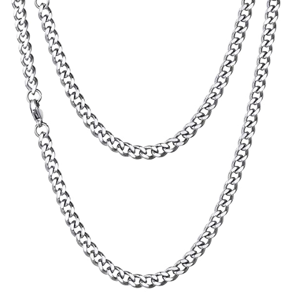Men's 5mm Curb Chain Necklace Made Of Silver & Stainless Steel