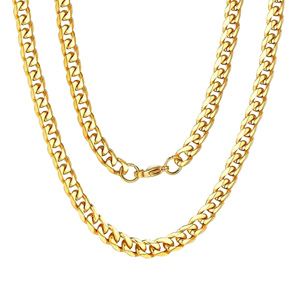 Classy Men 6.4mm Gold Curb Chain Necklace