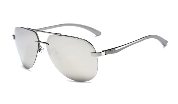 Classy Men Rimless Silver Aviator Sunglasses