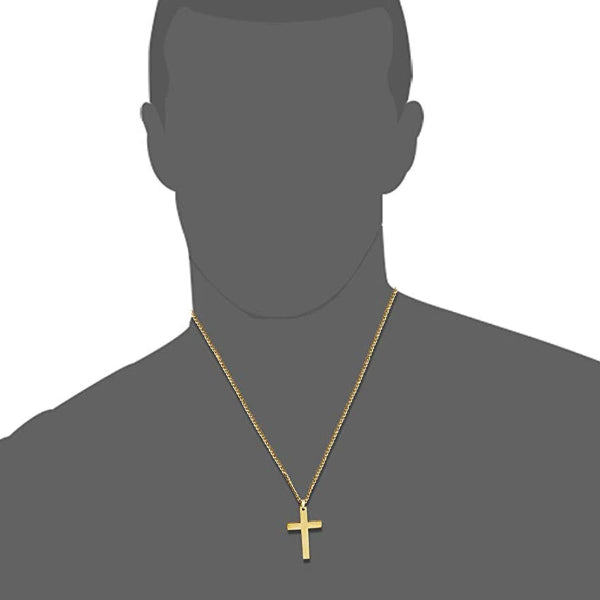 Classy Men Gold Christian Cross Pendant Necklace