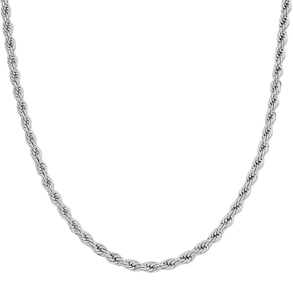 6mm Silver Rope Chain Necklace Made Of 316L Stainless Steel