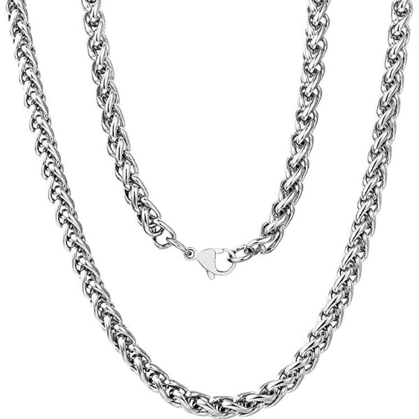 Men's Fashion Wheat Chain Stainless Steel Necklace Black - Temu