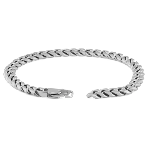 6mm silver-toned chain bracelet for men
