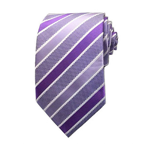 Cravatta di seta a righe viola di classe da uomo