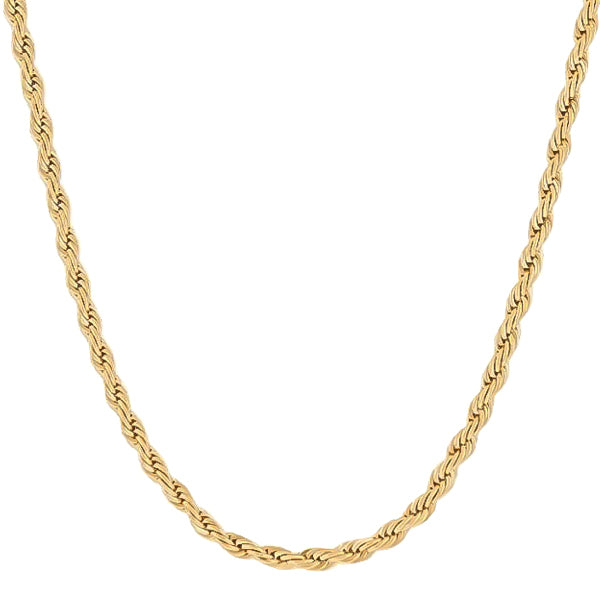 7mm Gold Rope Chain Necklace Made Of 316L Stainless Steel