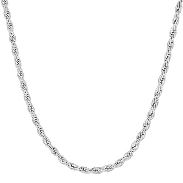 7mm Silver Rope Chain Necklace Made Of 316L Stainless Steel
